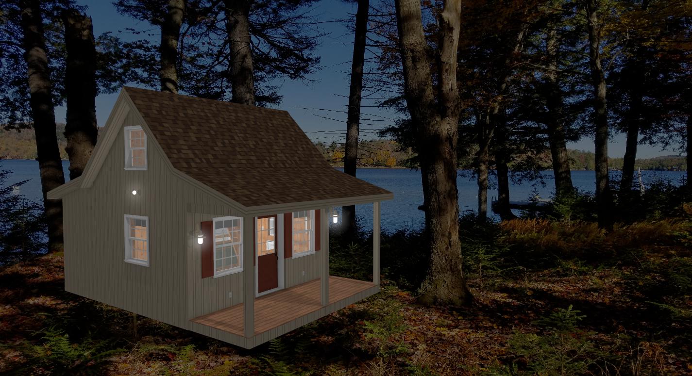 The ADK "Alpine" Solo W/Bath Cabin-12'x16' Plans - Adirondack Cabin Plans