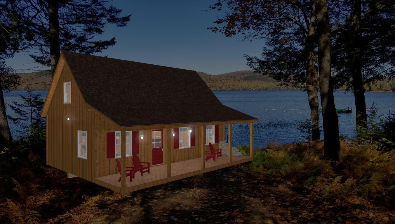 The ADK "Cedar Point" Family Cabin-20'x32' Plans - Adirondack Cabin Plans
