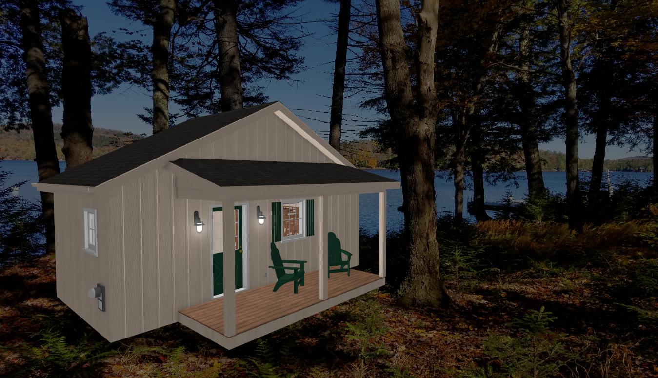 The ADK "Bear Creek" Bunkhouse Cabin-12'x24' Plans - Adirondack Cabin Plans