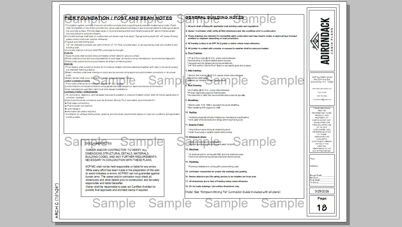 Sample Plan Adirondack Cabin Plans