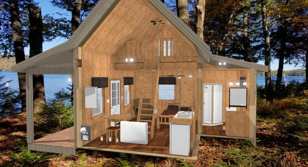 The ADK "Alpine" Solo W/Bath Cabin-12'x16' Plans – Adirondack Cabin Plans