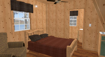 The ADK "Alpine" Solo W/Bath Cabin-12'x16' Plans - Adirondack Cabin Plans