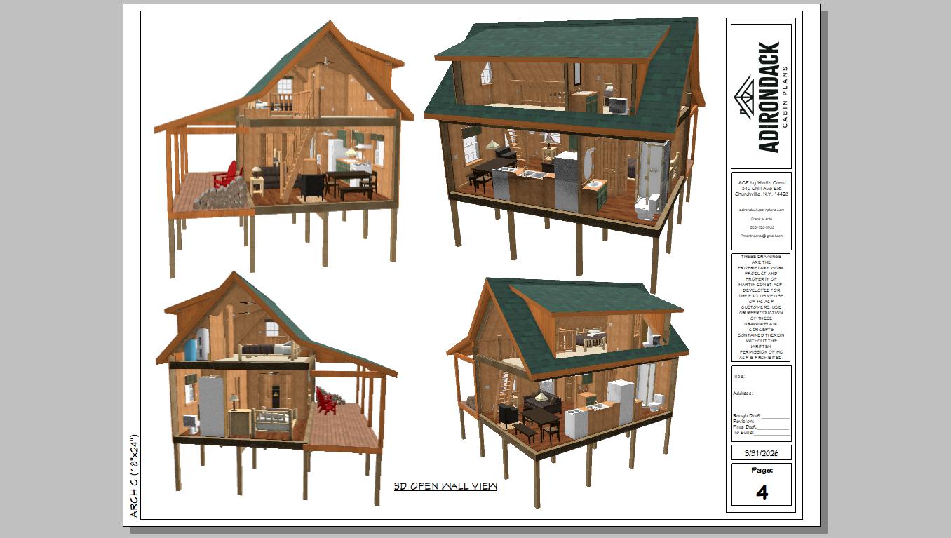 The ADK "Original" Cabin-16'x24' Plans Adirondack Cabin Plans