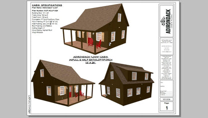 The ADK "Loon" Cabin-18'x24' Plans Adirondack Cabin Plans