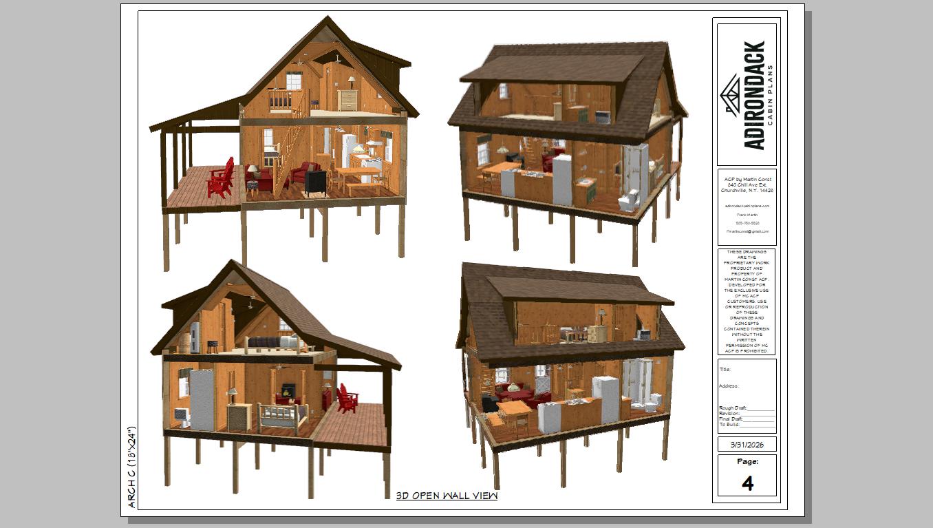 The ADK "Loon" Cabin-18'x24' Plans Adirondack Cabin Plans