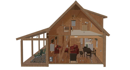 The ADK "Spruce" Cabin-18'x32' Plans - Adirondack Cabin Plans