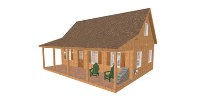 The ADK "Spruce" Cabin-18'x32' Plans - Adirondack Cabin Plans