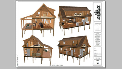 The ADK "Spruce" Cabin-18'x32' Plans Adirondack Cabin Plans