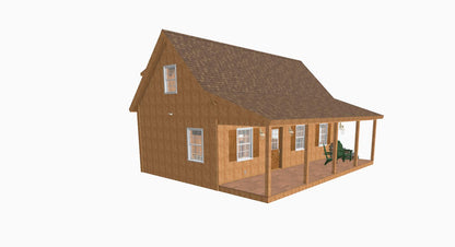 The ADK "Spruce" Cabin-18'x32' Plans - Adirondack Cabin Plans
