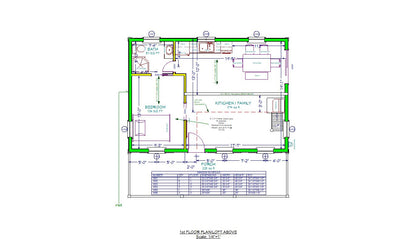 The ADK "Beaver Creek" Cabin-20'x28' Full Foundation Plans - Adirondack Cabin Plans