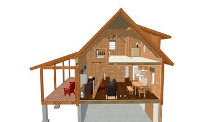 The ADK "Beaver Creek" Cabin-20'x28' Full Foundation Plans - Adirondack Cabin Plans