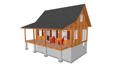 The ADK "Beaver Creek" Cabin-20'x28' Full Foundation Plans - Adirondack Cabin Plans