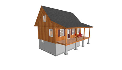 The ADK "Beaver Creek" Cabin-20'x28' Full Foundation Plans - Adirondack Cabin Plans