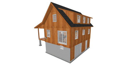 The ADK "Beaver Creek" Cabin-20'x28' Full Foundation Plans - Adirondack Cabin Plans