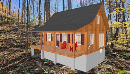 The ADK "Beaver Creek" Cabin-20'x28' Full Foundation Plans - Adirondack Cabin Plans
