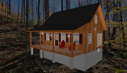 The ADK "Beaver Creek" Cabin-20'x28' Full Foundation Plans - Adirondack Cabin Plans