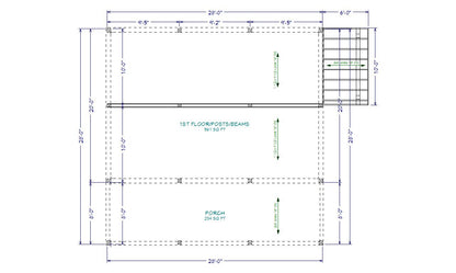 The ADK "Beaver Creek" Cabin-20'x28' Plans, Full Loft, Stairs, Deck Adirondack Cabin Plans