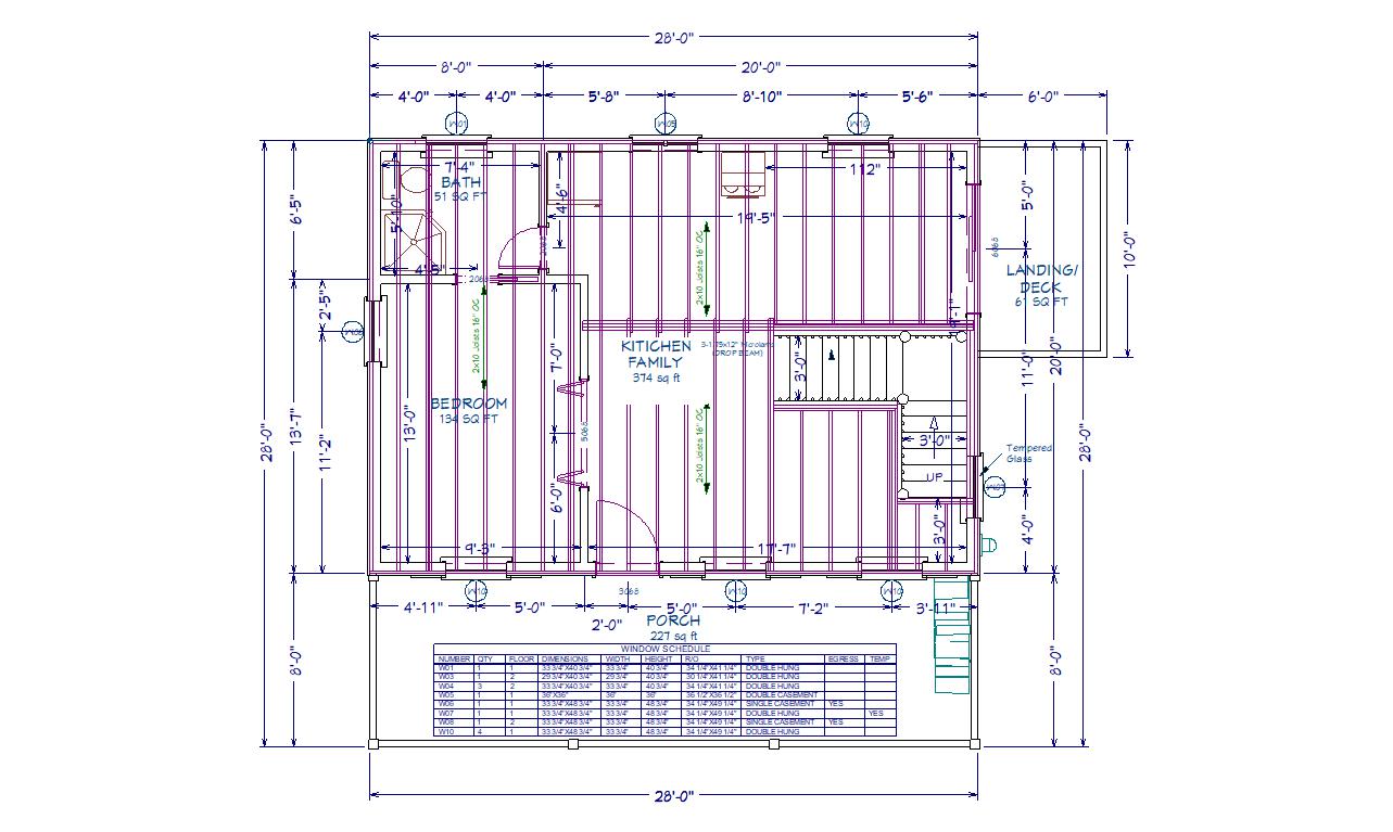 The ADK "Beaver Creek" Cabin-20'x28' Plans, Full Loft, Stairs, Deck Adirondack Cabin Plans