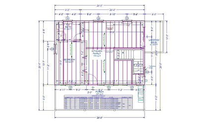 The ADK "Beaver Creek" Cabin-20'x28' Plans, Full Loft, Stairs, Deck Adirondack Cabin Plans