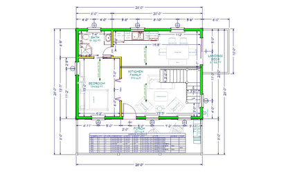 The ADK "Beaver Creek" Cabin-20'x28' Plans, Full Loft, Stairs, Deck Adirondack Cabin Plans