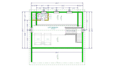 The ADK "Beaver Creek" Cabin-20'x28' Plans, Full Loft, Stairs, Deck Adirondack Cabin Plans