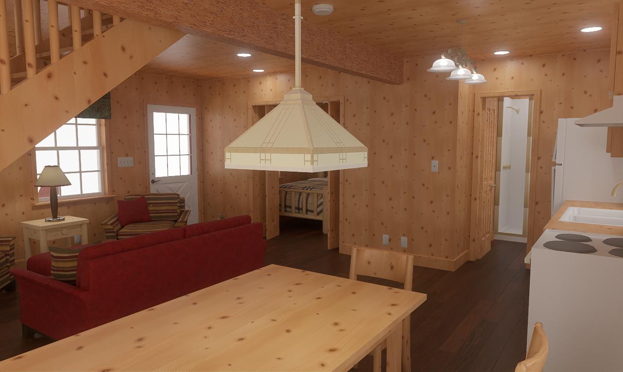 The ADK "Beaver Creek" Cabin-20'x28' Plans, Full Loft, Stairs, Deck Adirondack Cabin Plans