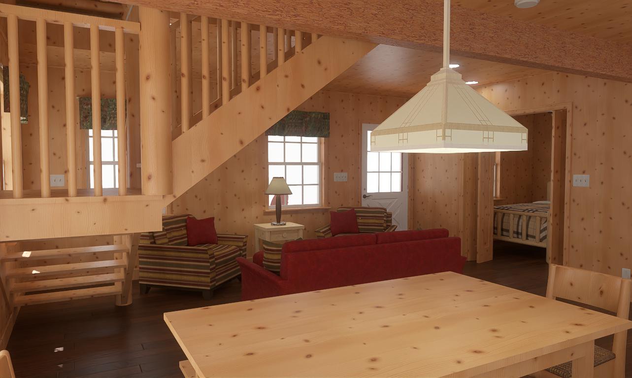 The ADK "Beaver Creek" Cabin-20'x28' Plans, Full Loft, Stairs, Deck Adirondack Cabin Plans