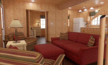 The ADK "Beaver Creek" Cabin-20'x28' Plans, Full Loft, Stairs, Deck Adirondack Cabin Plans