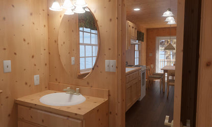 The ADK "Beaver Creek" Cabin-20'x28' Plans, Full Loft, Stairs, Deck Adirondack Cabin Plans