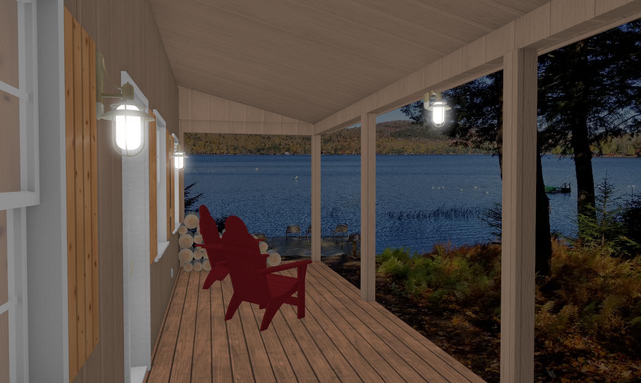 The ADK "Beaver Creek" Cabin-20'x28' Plans, Full Loft, Stairs, Deck Adirondack Cabin Plans