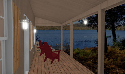 The ADK "Beaver Creek" Cabin-20'x28' Plans, Full Loft, Stairs, Deck Adirondack Cabin Plans