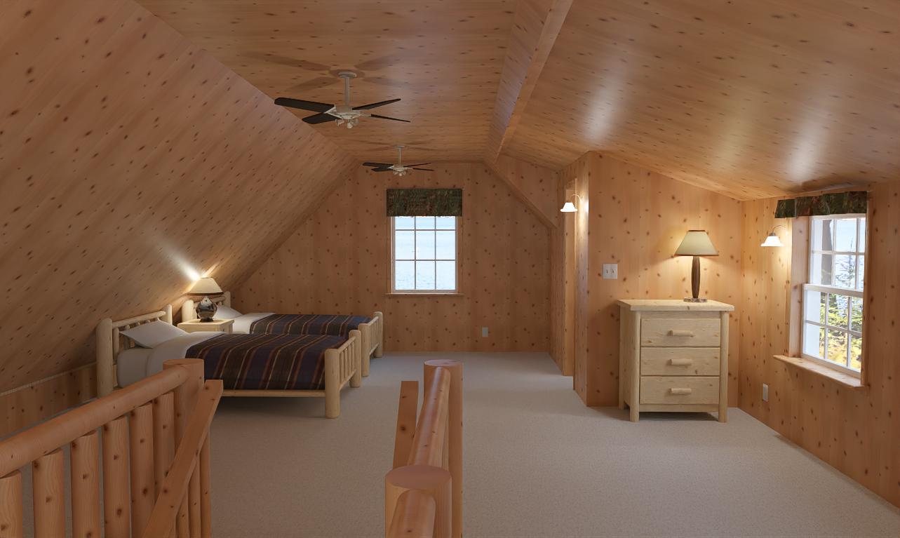 The ADK "Beaver Creek" Cabin-20'x28' Plans, Full Loft, Stairs, Deck Adirondack Cabin Plans