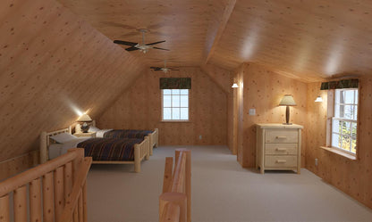 The ADK "Beaver Creek" Cabin-20'x28' Plans, Full Loft, Stairs, Deck Adirondack Cabin Plans