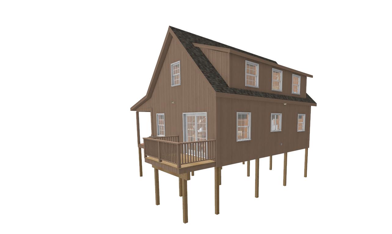 The ADK "Beaver Creek" Cabin-20'x28' Plans, Full Loft, Stairs, Deck Adirondack Cabin Plans