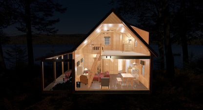 The ADK "Beaver Creek" Cabin-20'x28' Plans - Adirondack Cabin Plans