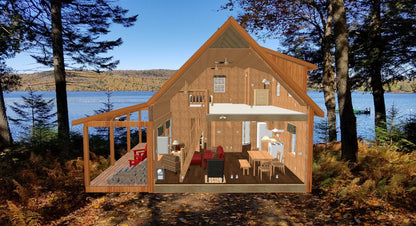 The ADK "Beaver Creek" Cabin-20'x28' Plans - Adirondack Cabin Plans