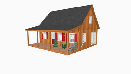 The ADK "Beaver Creek" Cabin-20'x28' Plans - Adirondack Cabin Plans