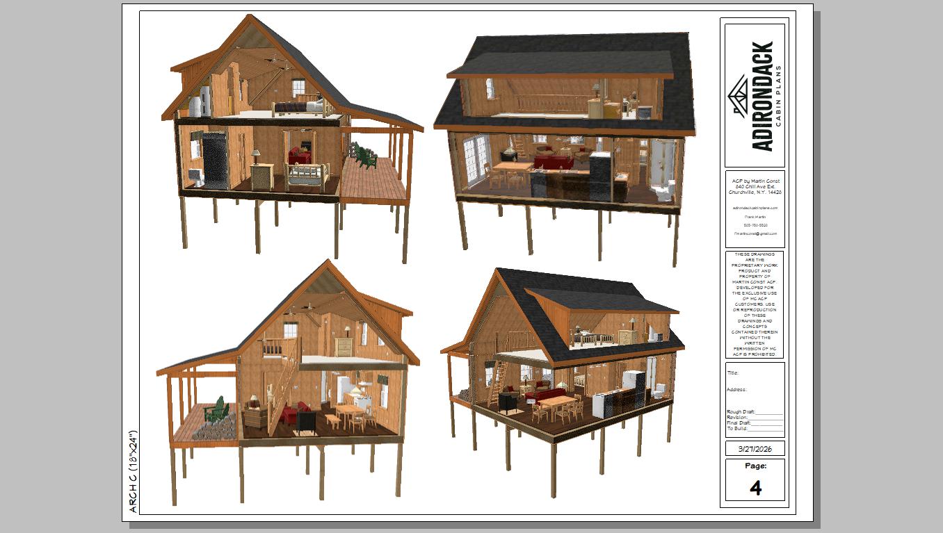 The ADK "Beaver Creek" Cabin-20'x28' Plans Adirondack Cabin Plans