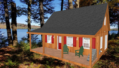 The ADK "Beaver Creek" Cabin-20'x28' Plans - Adirondack Cabin Plans
