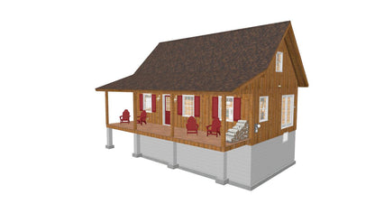 The ADK "Cedar Point" Family Cabin-20'x32' Full Foundation Plans - Adirondack Cabin Plans