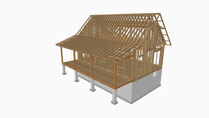The ADK "Cedar Point" Family Cabin-20'x32' Full Foundation Plans - Adirondack Cabin Plans