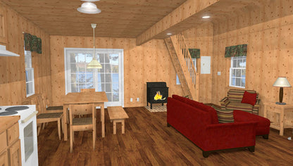 The ADK "Cedar Point" Family Cabin-20'x32' Full Foundation Plans - Adirondack Cabin Plans