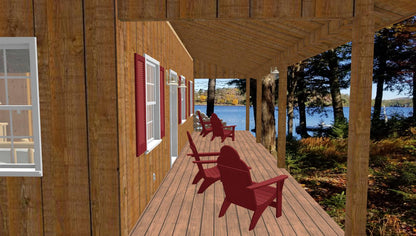 The ADK "Cedar Point" Family Cabin-20'x32' Full Foundation Plans - Adirondack Cabin Plans