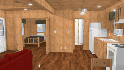 The ADK "Cedar Point" Family Cabin-20'x32' Full Foundation Plans - Adirondack Cabin Plans