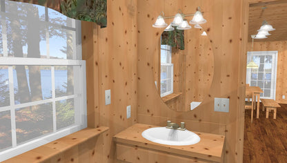 The ADK "Cedar Point" Family Cabin-20'x32' Full Foundation Plans - Adirondack Cabin Plans