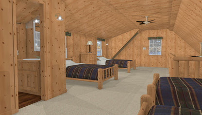 The ADK "Cedar Point" Family Cabin-20'x32' Full Foundation Plans - Adirondack Cabin Plans