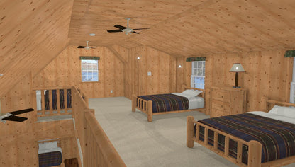 The ADK "Cedar Point" Family Cabin-20'x32' Full Foundation Plans - Adirondack Cabin Plans