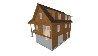 The ADK "Cedar Point" Family Cabin-20'x32' Full Foundation Plans - Adirondack Cabin Plans