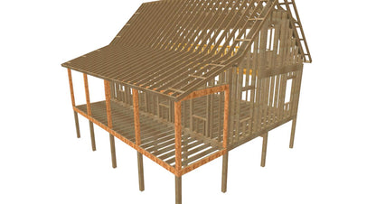 The ADK "Cedar Point" Family Cabin-20'x32' Plans - Adirondack Cabin Plans