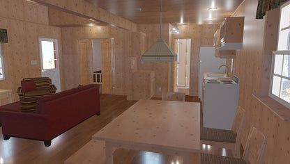 The ADK "Cedar Point" Family Cabin-20'x32' Plans - Adirondack Cabin Plans
